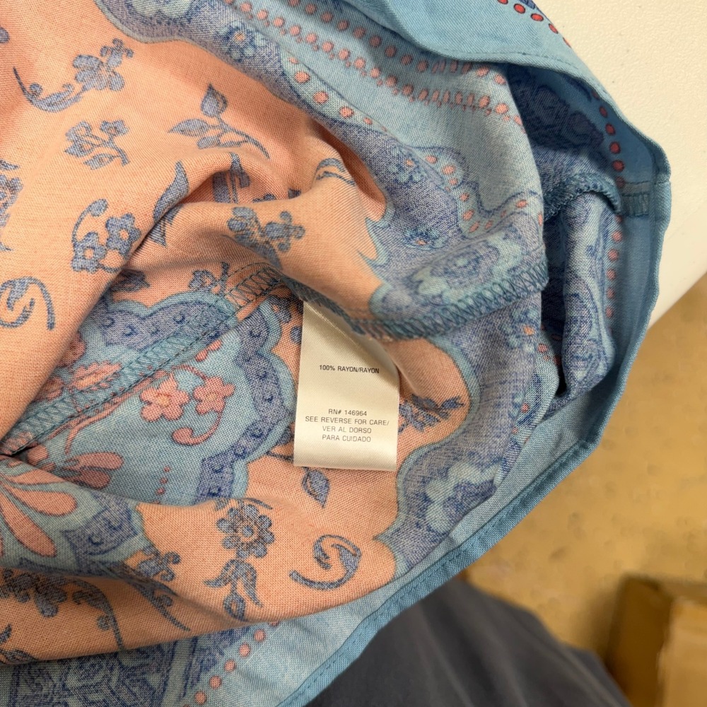 Signature by Robbie Bee Blue Orange Paisley Floral Kimono Sleeve Mini Dress XL - Picture 5 of 13